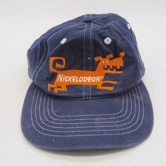 Nickelodeon 1990s Dog Bone Navy and Orange Cap Hat - Picture 2 of 7